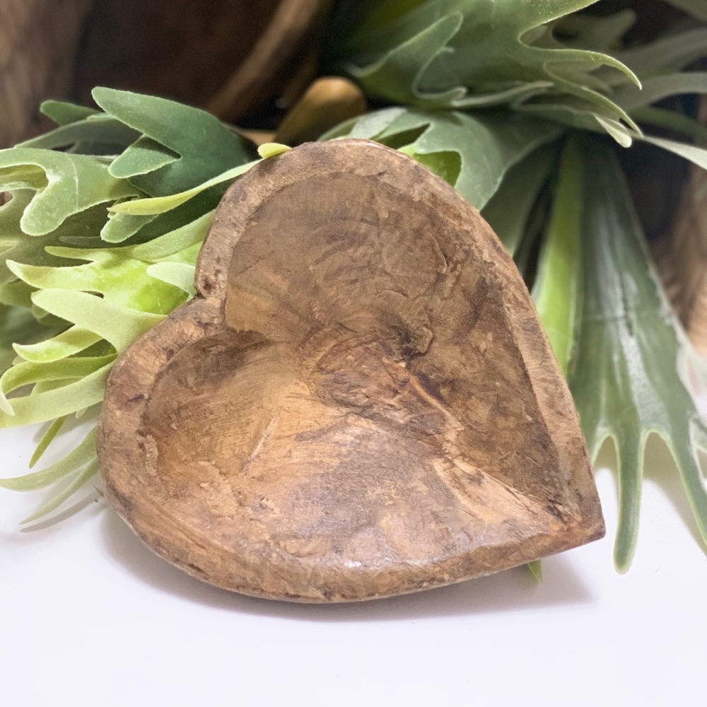 Wooden Heart Dough Bowl